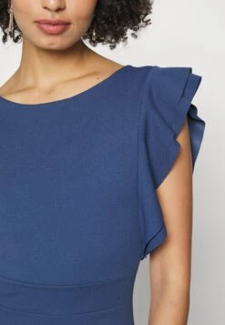 Diana Ruffle Sleeve Midi Dress - Jerseyjurk - Denim Blue -Wal G 0ab0b37614e1457cb374e1fda43b7ea0