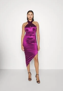Wal G Lenny Cross Neck Midi - Cocktailjurk - Plum -Wal G 0ffc32392cde4c88aa38f1976f07258f
