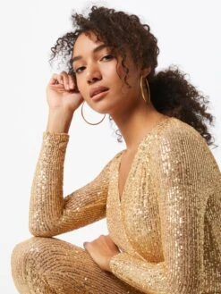 Wal G Lange Jumpsuits Jumpsuit Dames Goudgeel -Wal G 149056032eb9884f095070ef6e1ea0d5