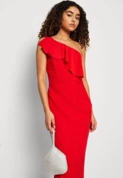 Wal G Kelly Ruffle Maxi - Jerseyjurk - Red -Wal G 15e582e36d854545856b950f2564242c