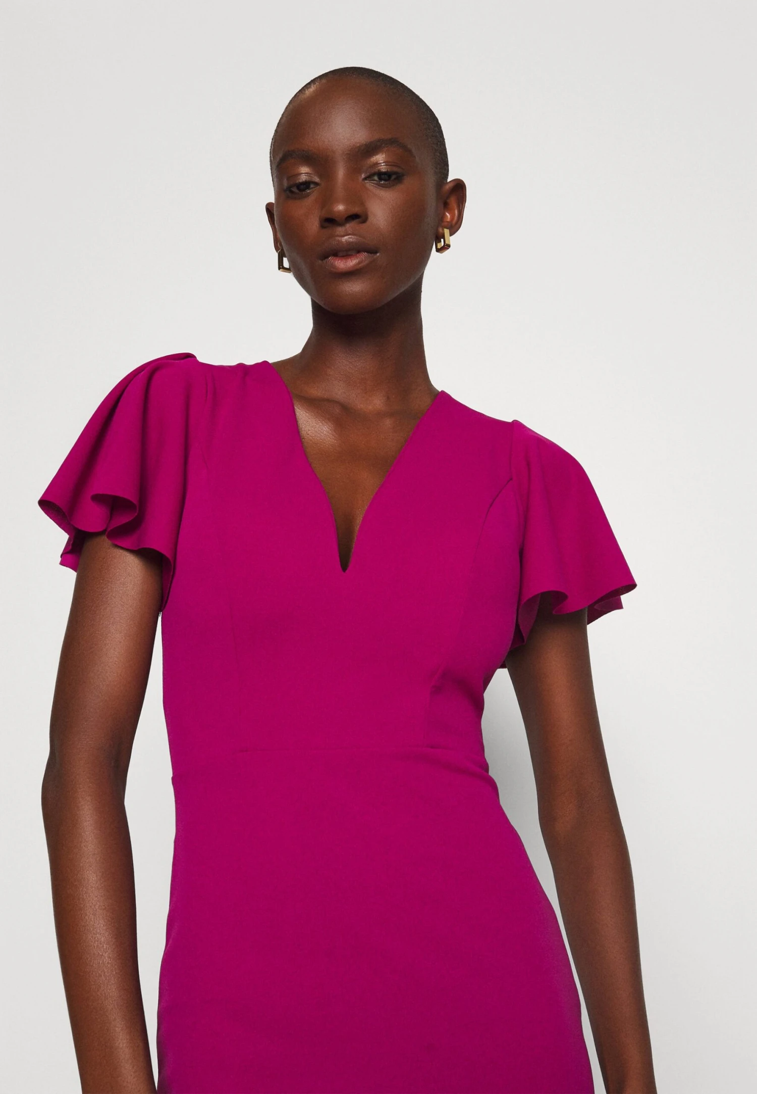 Tatiana Ruffle Sleeve Midi - Cocktailjurk - Raspberry 5 Tatiana Ruffle Sleeve Midi - Cocktailjurk - Raspberry - Afbeelding 5