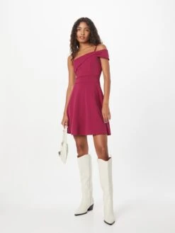 Wal G Jerseyjurken Jurk ROSHNA Dames Wijnrood -Wal G 18b9cc4bec51434770e0649adcac6a7f