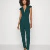 Wal G Short Sleeve V Neck - Jumpsuit - Forest Green