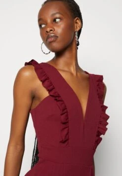 Wal G Rayna Ruffled- Jumpsuit - Berry Wine -Wal G 2acfb6d636ba4635a020d44042581f9d