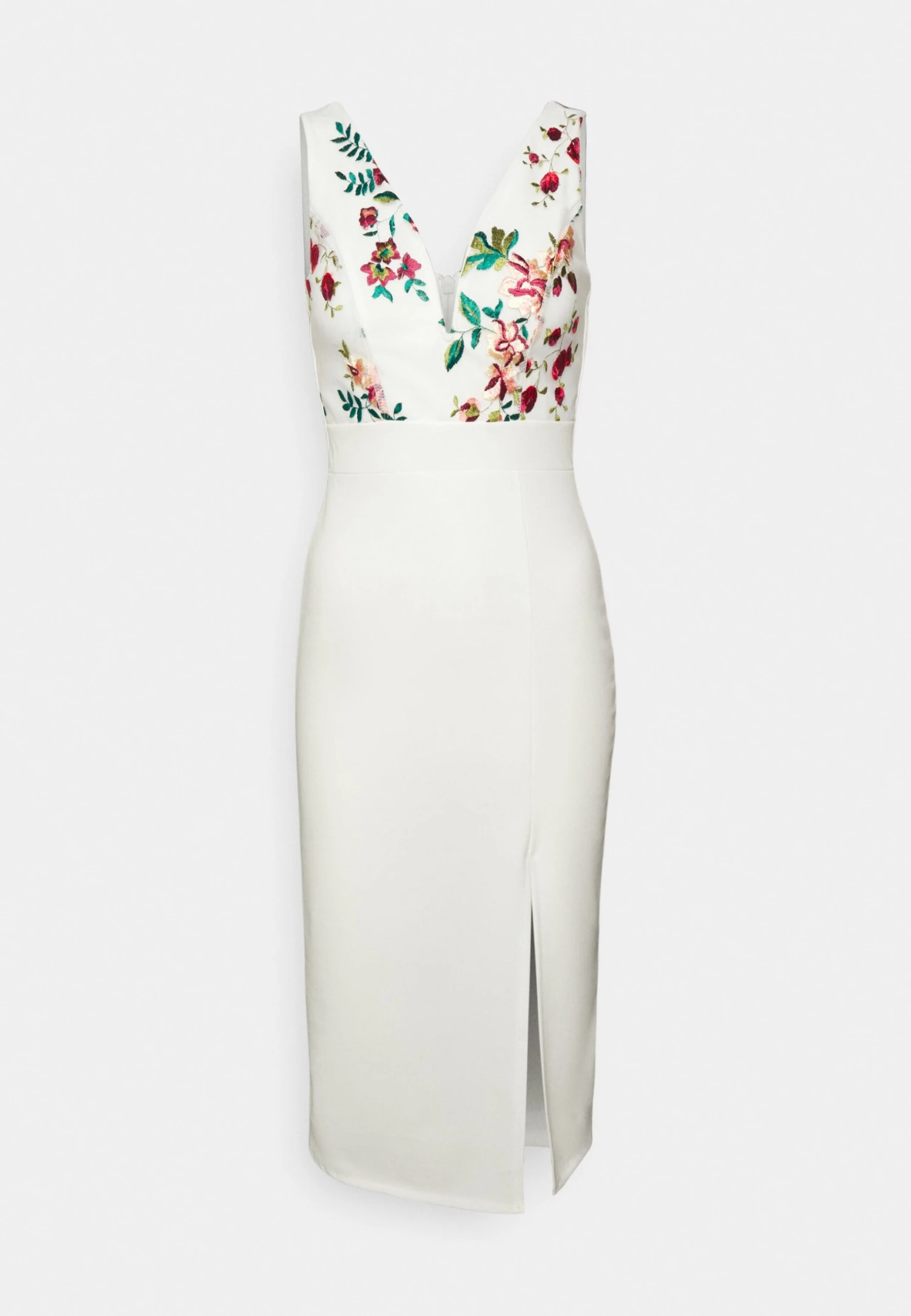 Wal G Embroidered V Neck Rose Midi - Cocktailjurk - White 4 Wal G Embroidered V Neck Rose Midi - Cocktailjurk - White - Afbeelding 4