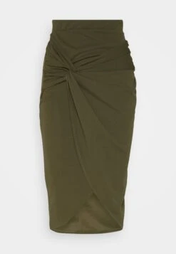 Wal G Aliya Knot Midi Skirt - Kokerrok - Dark Khaki -Wal G 3281acd7d55941599f7293c2dd6a3299