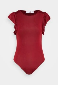 Wal G Ben Ruffle Bodysuit - T-Shirt Print - Burgundy -Wal G 39037d93766e41fab51fa2b52dc53716