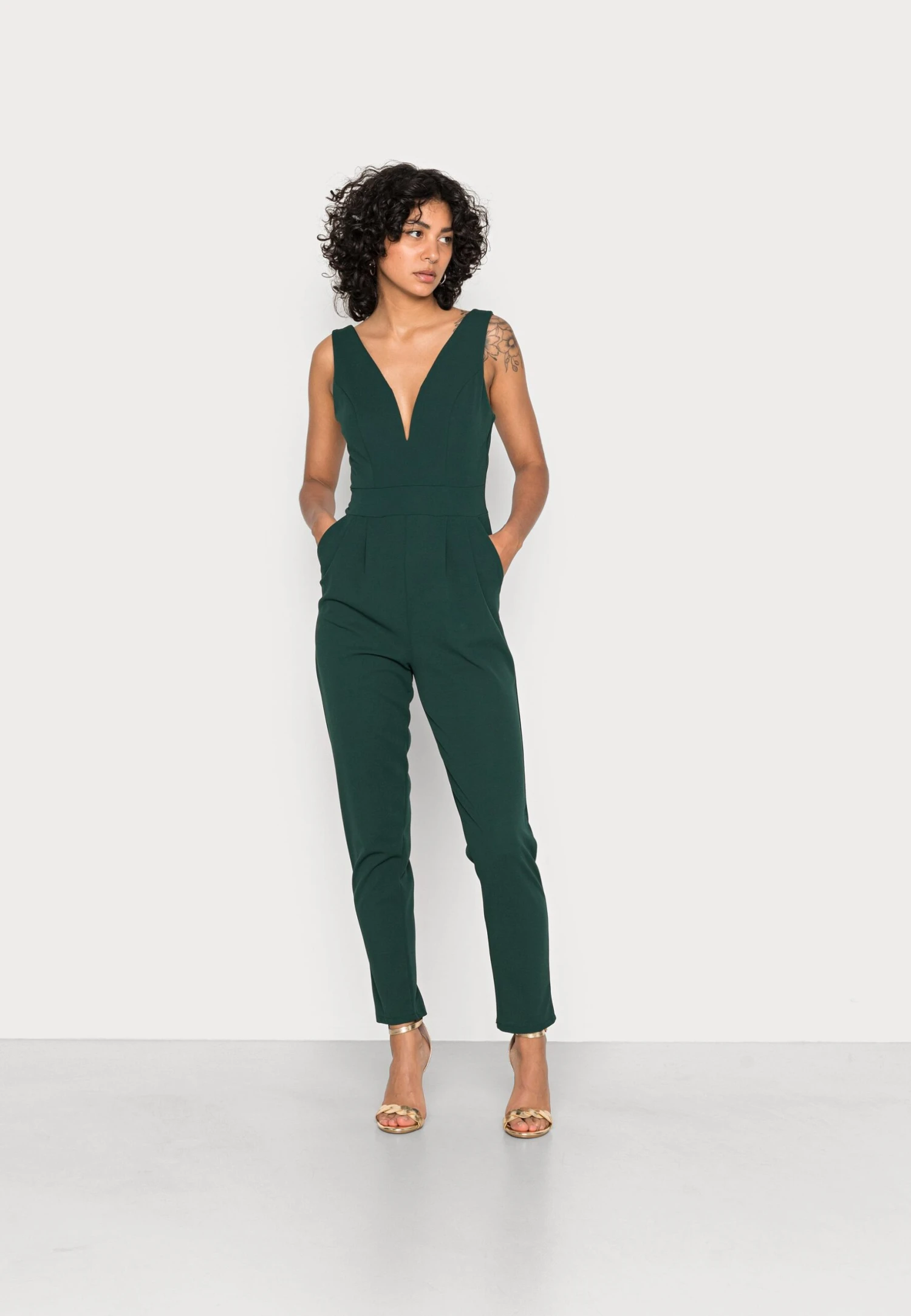 Wal G V Neck - Jumpsuit - Forest Green