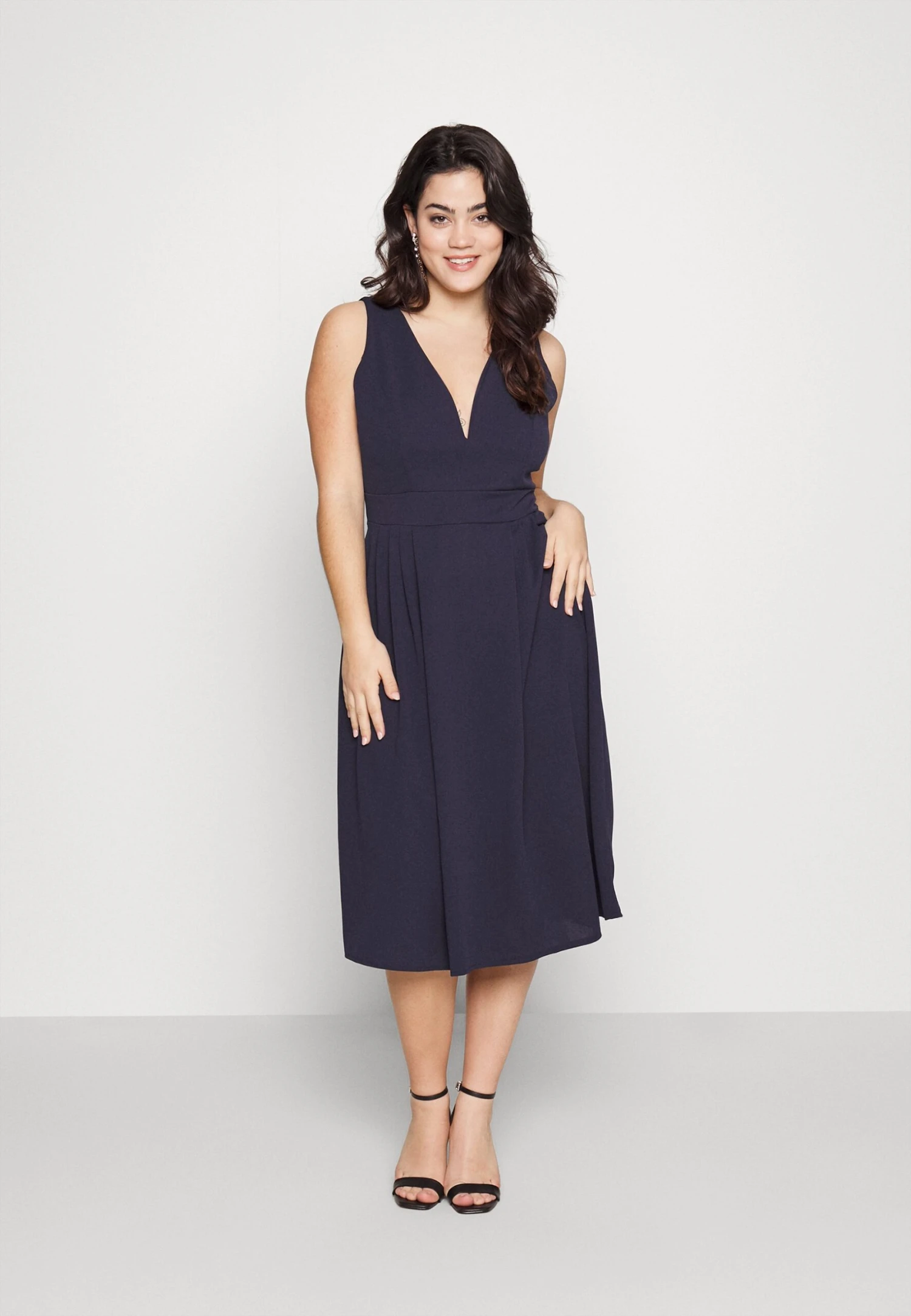 Kandy V Neck Midi - Jurk - Navy Blue 2 Kandy V Neck Midi - Jurk - Navy Blue - Afbeelding 2