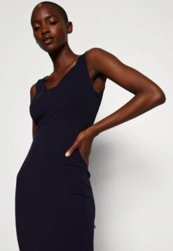 Anabella Ruffle Bottom Midi - Cocktailjurk - Navy Blue -Wal G 5ed8a630ca164a6b9c10256736f62565