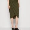 Wal G Aliya Knot Midi Skirt - Kokerrok - Dark Khaki