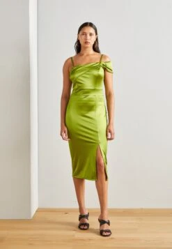 Wal G Peace Off Shoulder Midi - Cocktailjurk - Olive Green