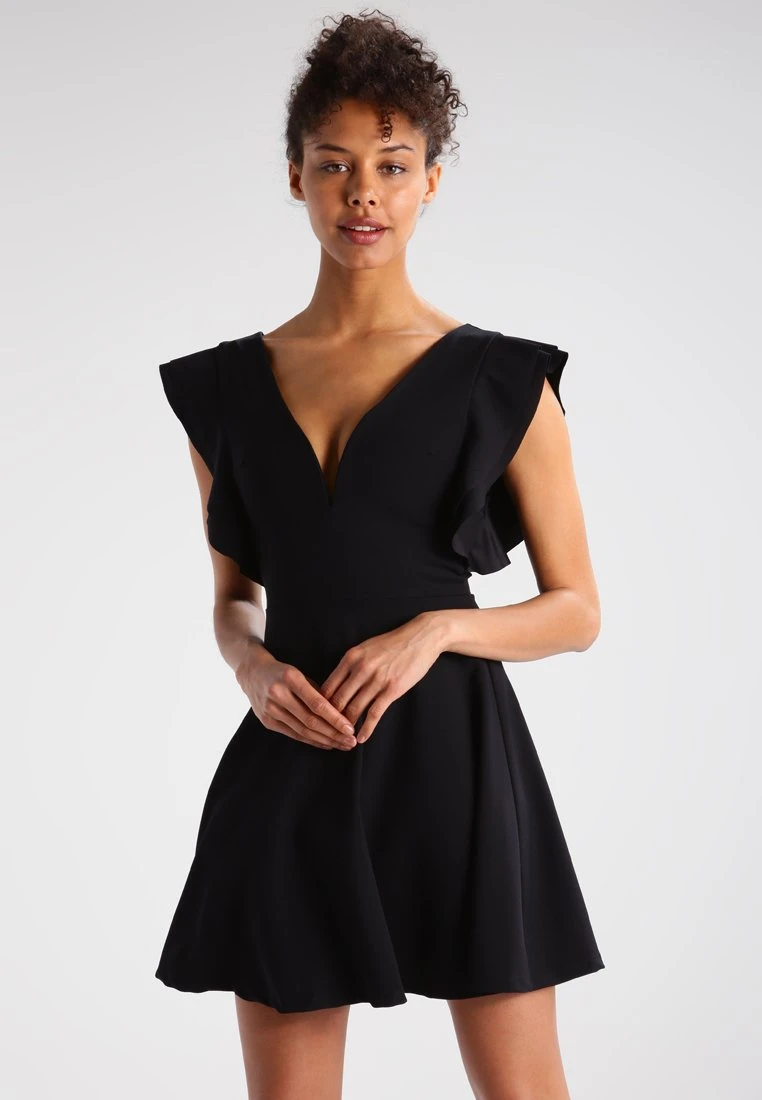 Wal G Lucia V Neck Frill Sleeve Skater Dress - Cocktailjurk - Black 1 Wal G Lucia V Neck Frill Sleeve Skater Dress - Cocktailjurk - Black