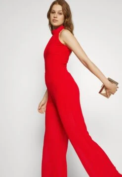 Wal G Fiona Cut Out Neck- Jumpsuit - Red -Wal G 8fc9261d4bc74ed2adf21a9c78dead98