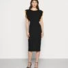 Wal G Kelly Ruffle Sleeve Midi Dress - Cocktailjurk - Black