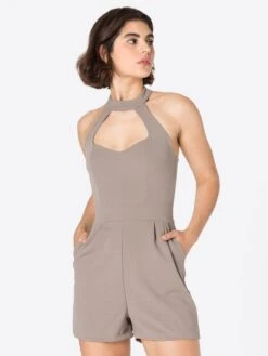 Wal G Korte Jumpsuits Jumpsuit JOANNA Dames Taupe -Wal G ab2e3aa5a3e461fecf15cbf901cfea9f