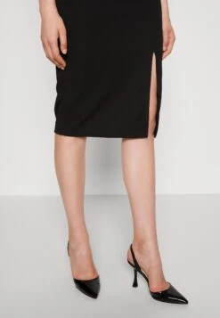 Wal G Simah Frill Midi Dress - Jerseyjurk - Black/Mango -Wal G b2e884a64cea43bbaa091acbf04932ff