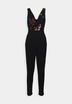 Wal G Print Contrast Plunge- Jumpsuit - Black Floral -Wal G ba059ad20b574b2784080a18035492dd