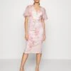 Wal G Wedding Jamie Flare Sleeve Midi - Etui-Jurk - Pink