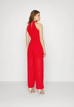 Wal G Fiona Cut Out Neck- Jumpsuit - Red -Wal G bb2e77f7425744b8a204690a9f67c6d9