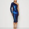 Wal G Hali One Sleeve Midi - Cocktailjurk - Electric Blue