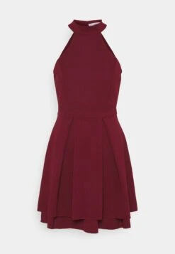 Wal G Cheryl Halter Neck Skater Dress - Jurk - Wine