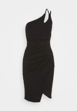 Wal G Valencia Cut Out One Shoulder Midi Dress - Jerseyjurk - Black -Wal G cb2727c5e7a64cb3b246ea9d48b14e36