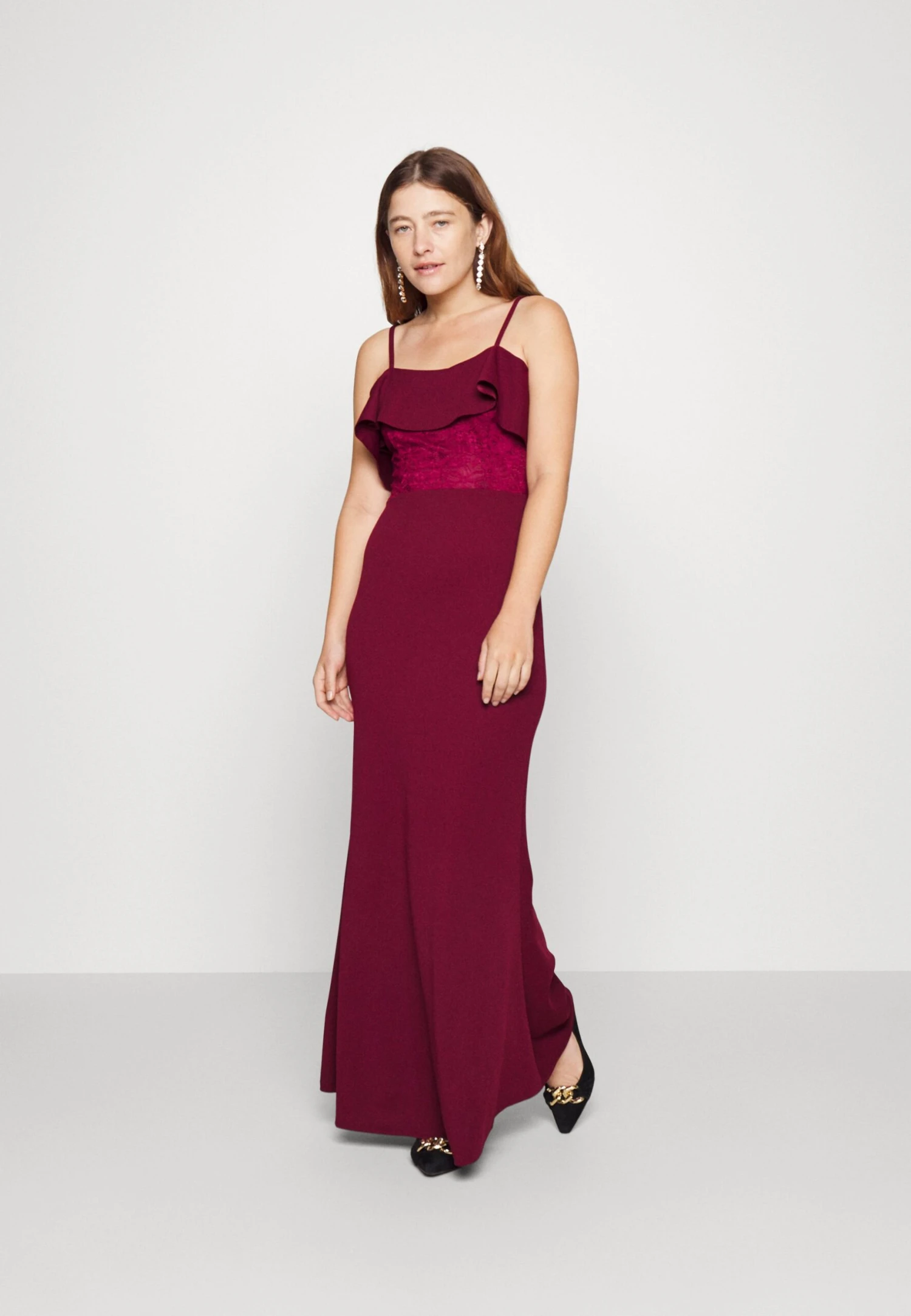Mita Ruffle Maxi - Galajurk - Wine 2 Mita Ruffle Maxi - Galajurk - Wine - Afbeelding 2