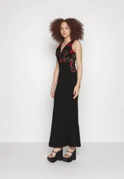 Wal G Embroidered Lace Maxi - Cocktailjurk - Black/Red