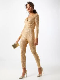 Wal G Lange Jumpsuits Jumpsuit Dames Goudgeel -Wal G f1a6bef0c2f1f540fa0437b029817c10