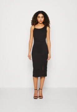 Wal G Wina Asymmetric Midi - Jerseyjurk - Black
